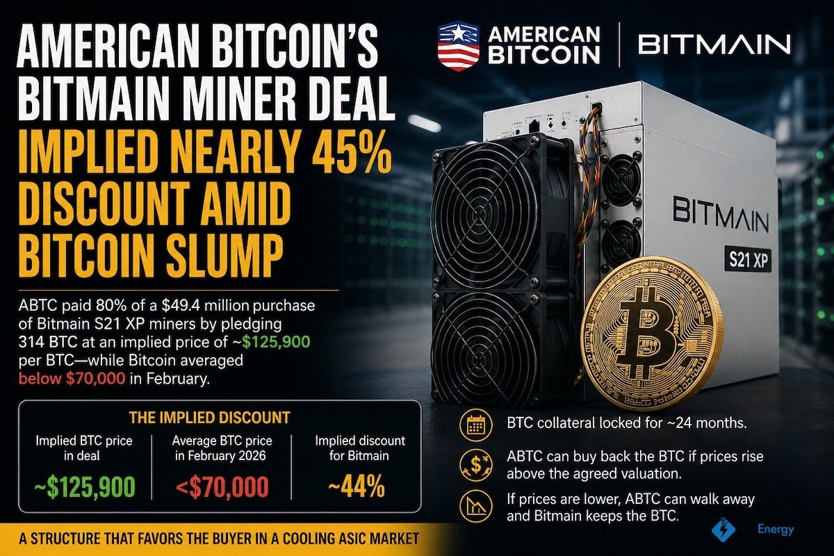 American Bitcoin Secured Bitmain Miners at Implied 44% Discount Using BTC Collateral